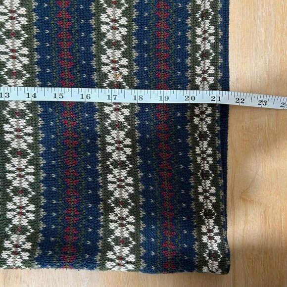 VTG SKYR Sweater Womens L Blue Green Fair Isle Henley Ramie Cotton Knit Pullover - Picture 7 of 7